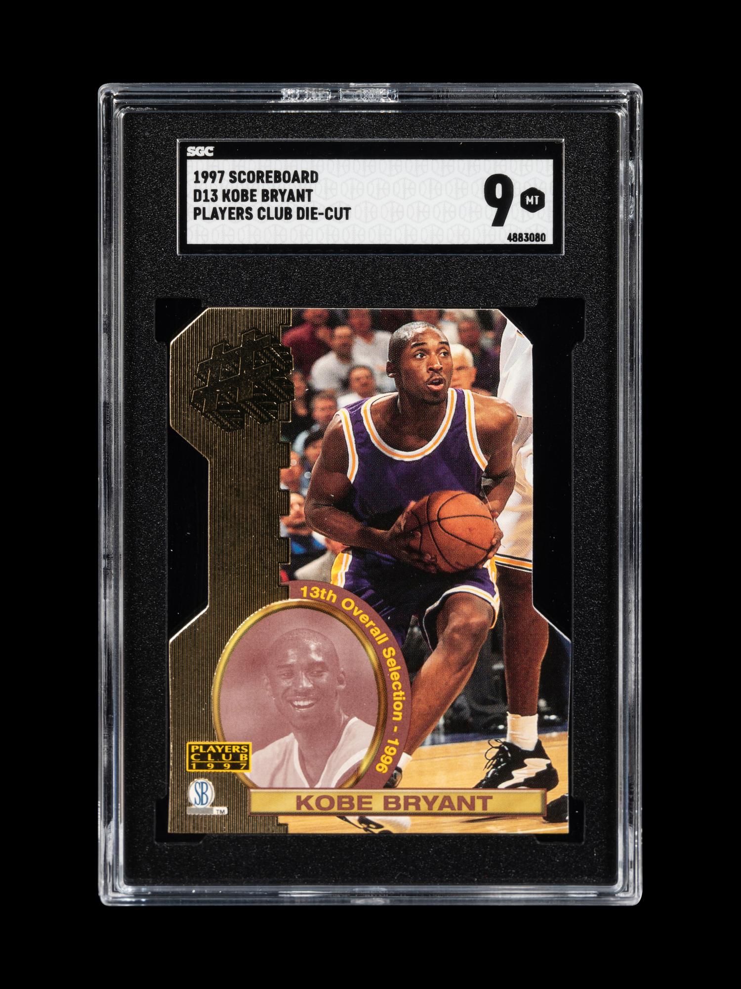A 1996-97 Score Board Rookie Die Cuts Kobe Bryant Rookie Basketball Card No. 13 (SGC 9 MINT)