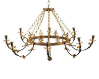 A French Neoclassical Style Gilt and Patinated Metal Eight-Light Chandelier