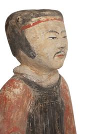 Two Chinese Painted Pottery Standing Warriors