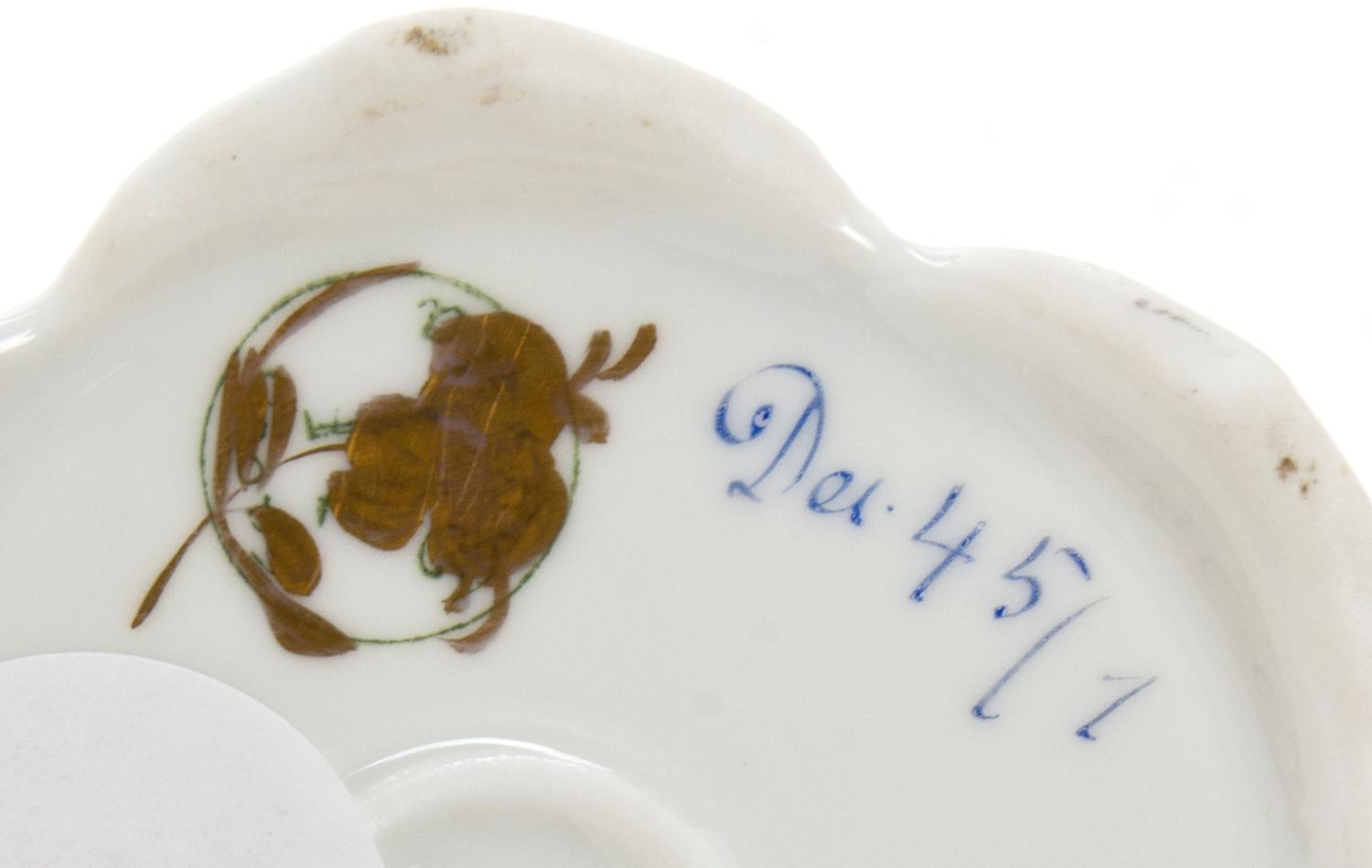A Dresden Porcelain Partial Tea Service, Height of teapot 5 inches.