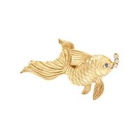 YELLOW GOLD AND DIAMOND FISH BROOCH
