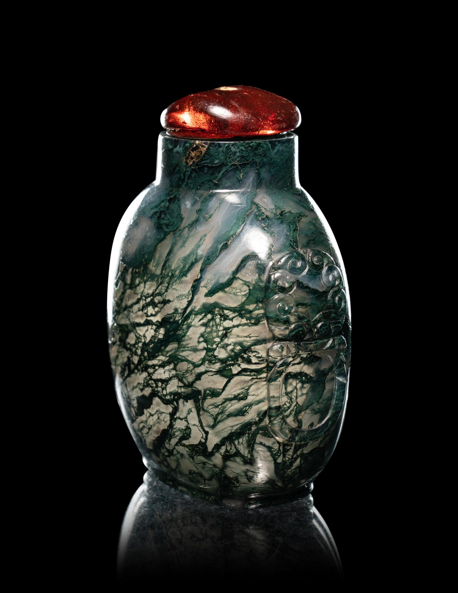 Two Moss Agate Snuff Bottles