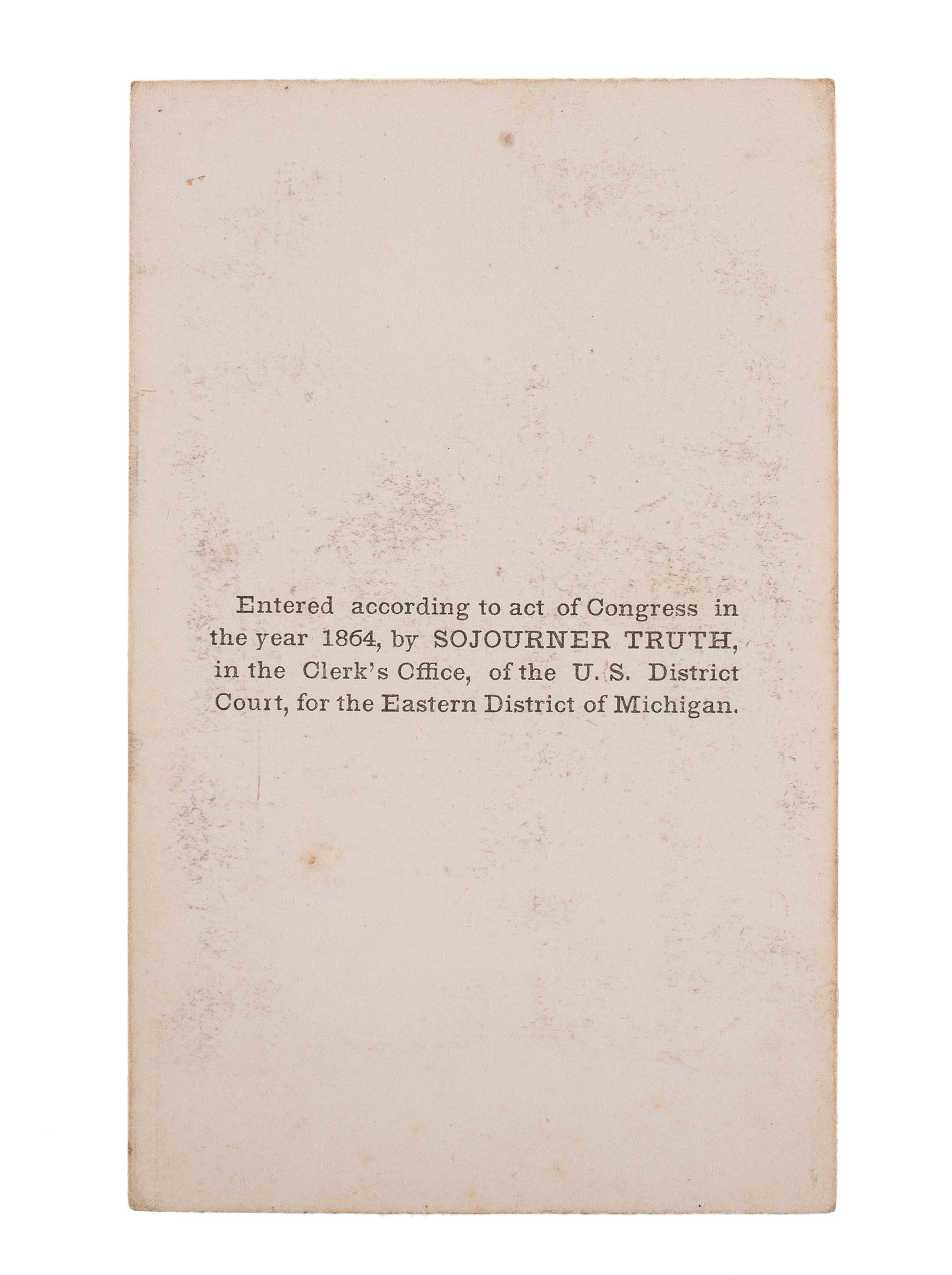 [TRUTH, Sojourner (1797-1883)]. CDV of Sojourner Truth with flowers. Uncredited: Michigan, 1864.