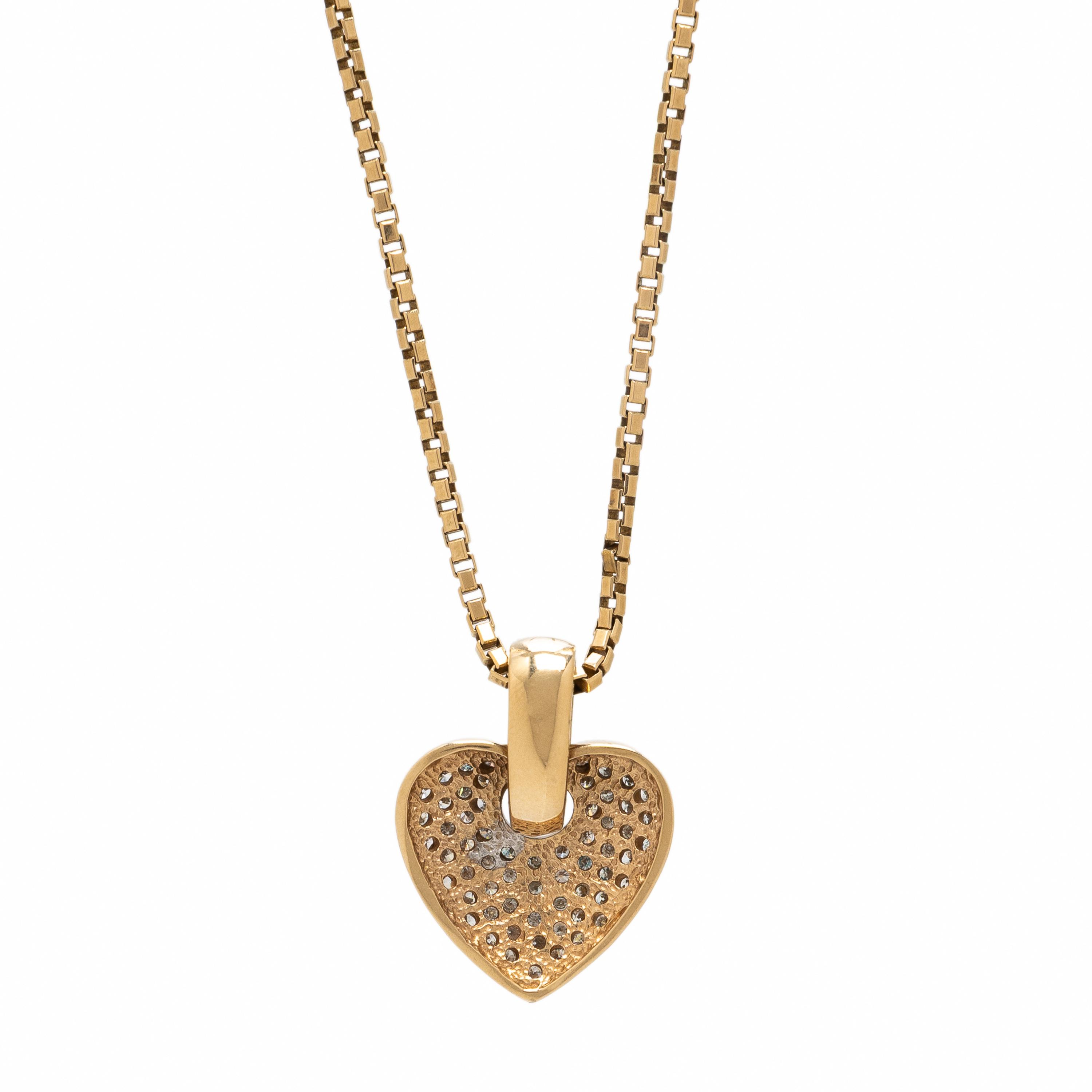 Diamond and Yellow Gold Heart Pendant Necklace