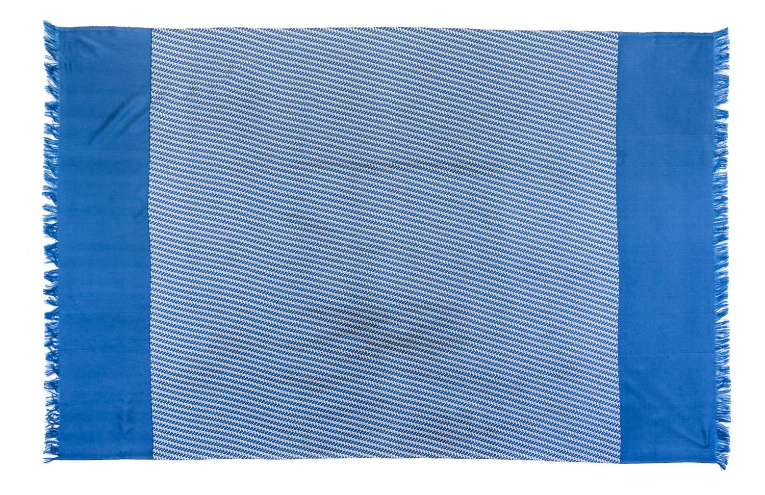An Hermes Blue Silk Shawl, 56" x 74".