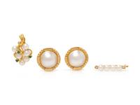 A Collection of Yellow Gold and Cultured Pearl Jewelry,