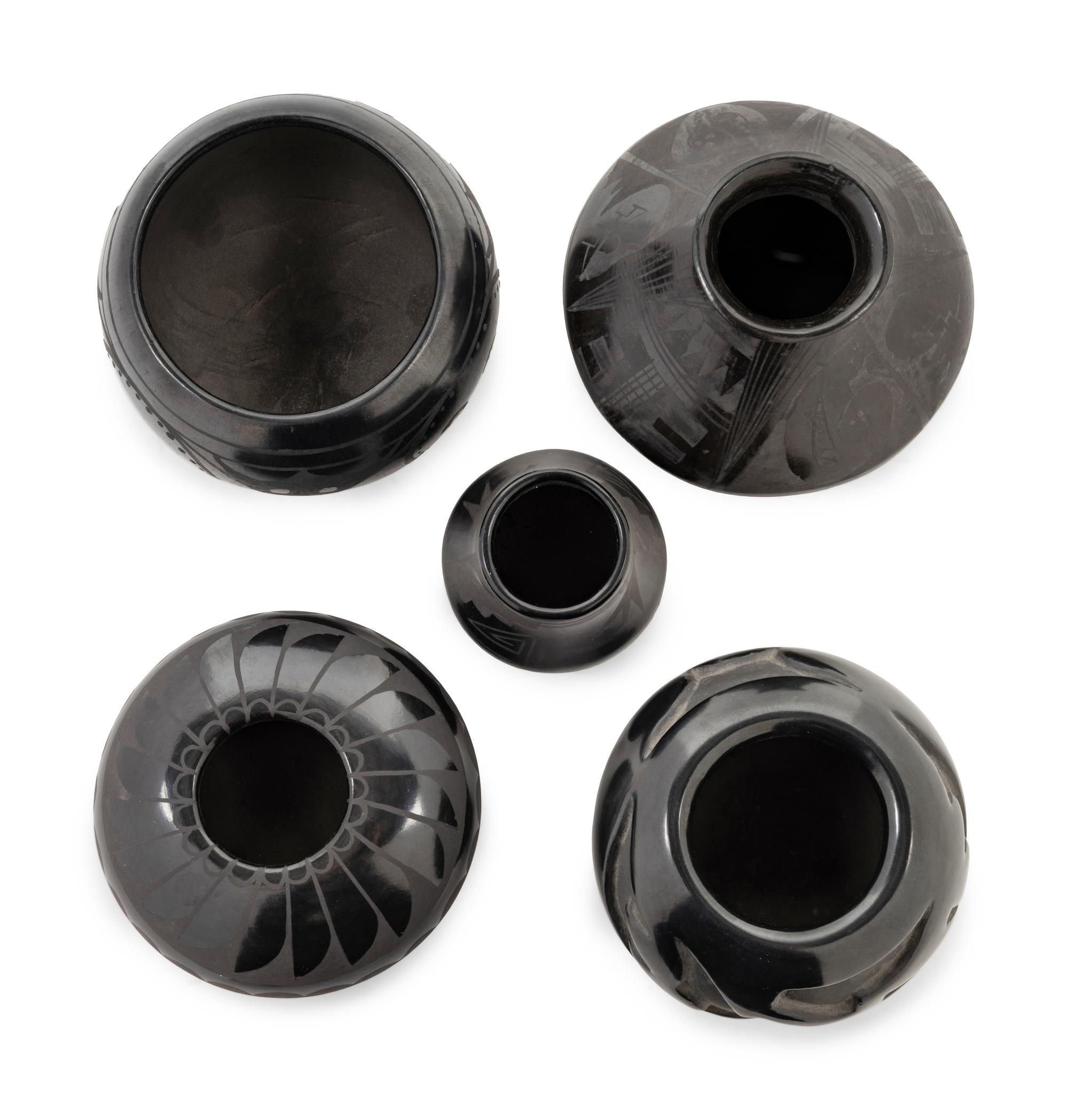Five Blackware Pottery Vessels