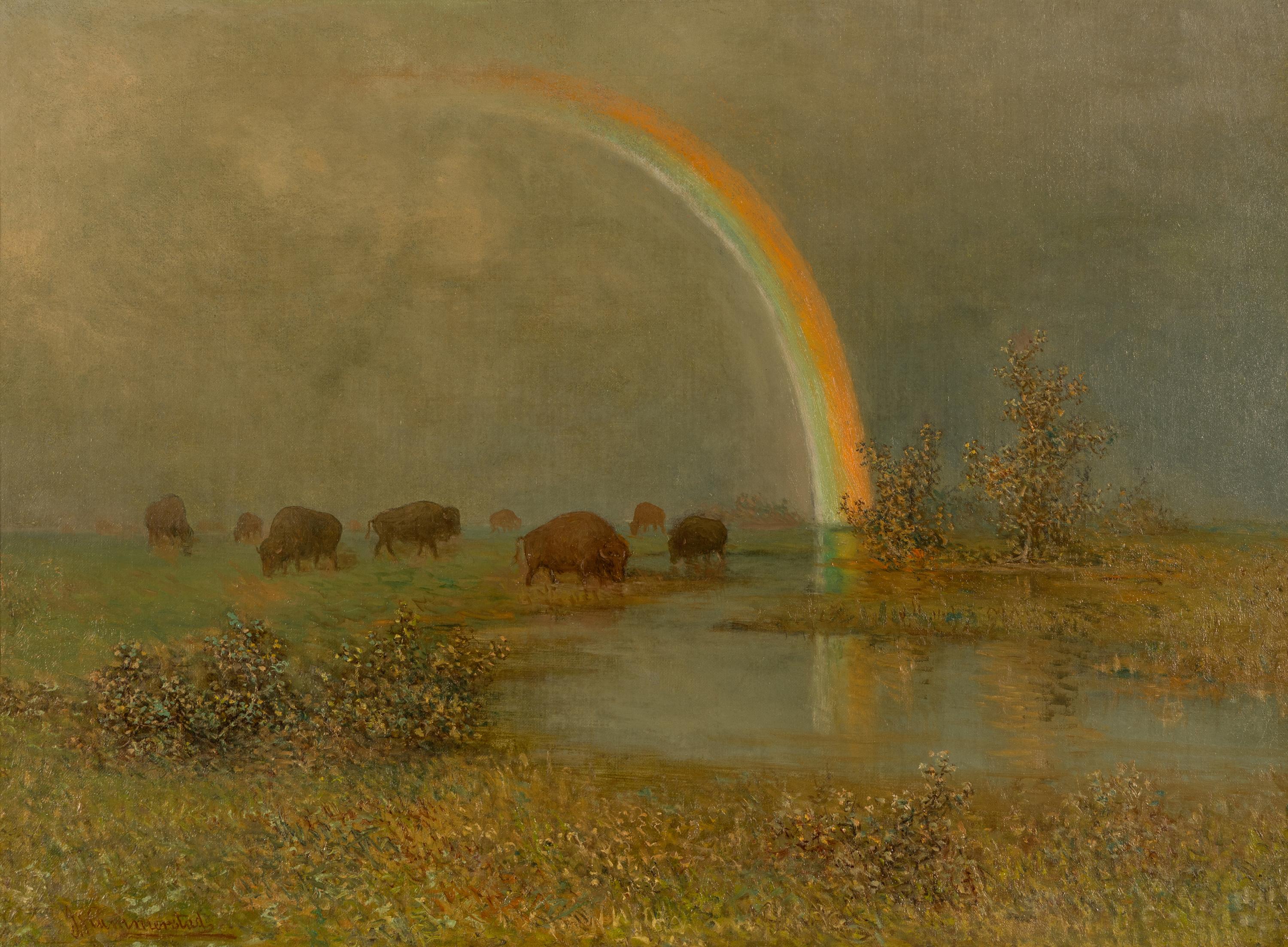 John Olsen Hammerstad (Norwegian, 1842 - 1945) — Grazing Buffalo