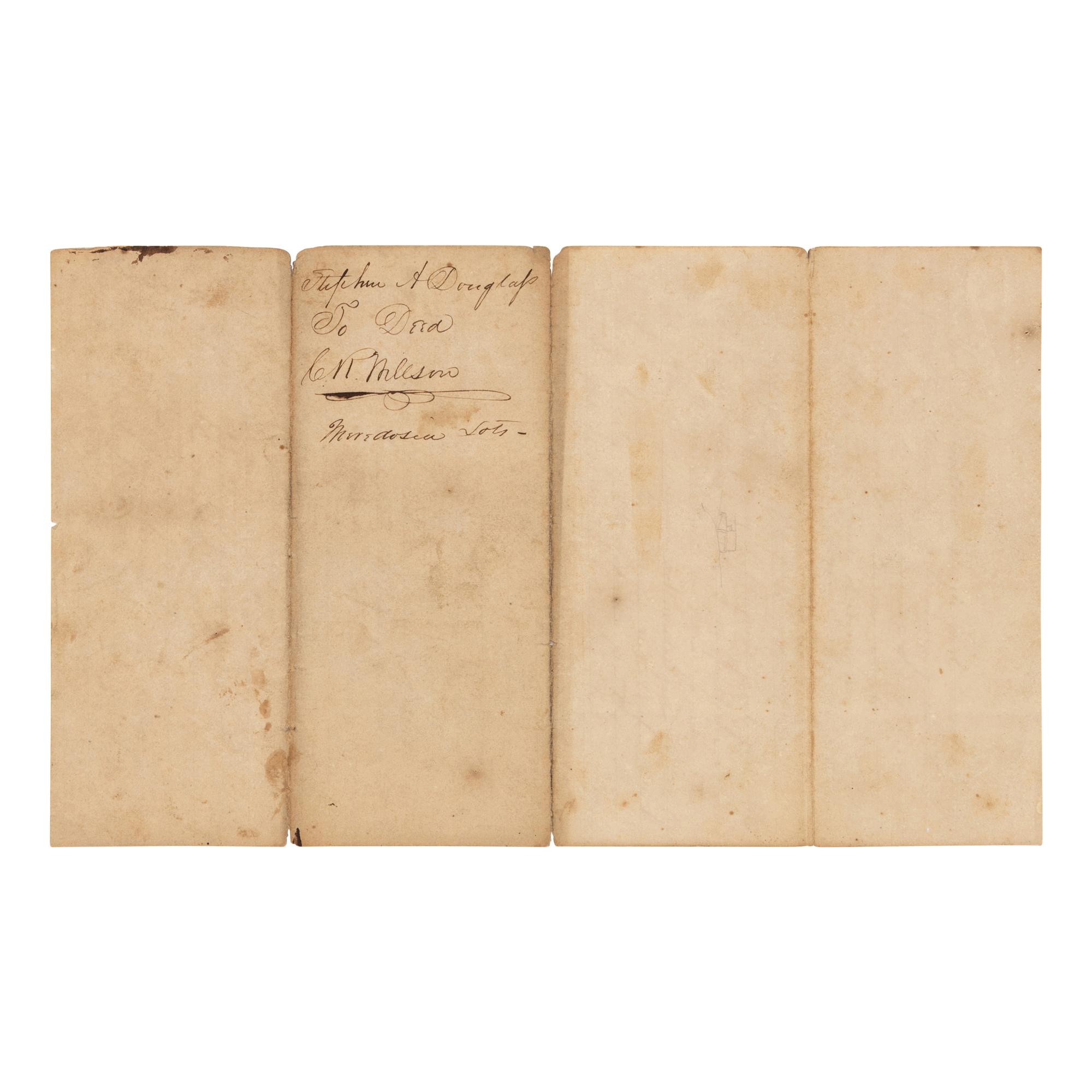 DOUGLAS, Stephen Arnold (1813-1861). A group of 14 documents and letters relating to Douglas's legal and political career, ca 1834-1857, comprising: