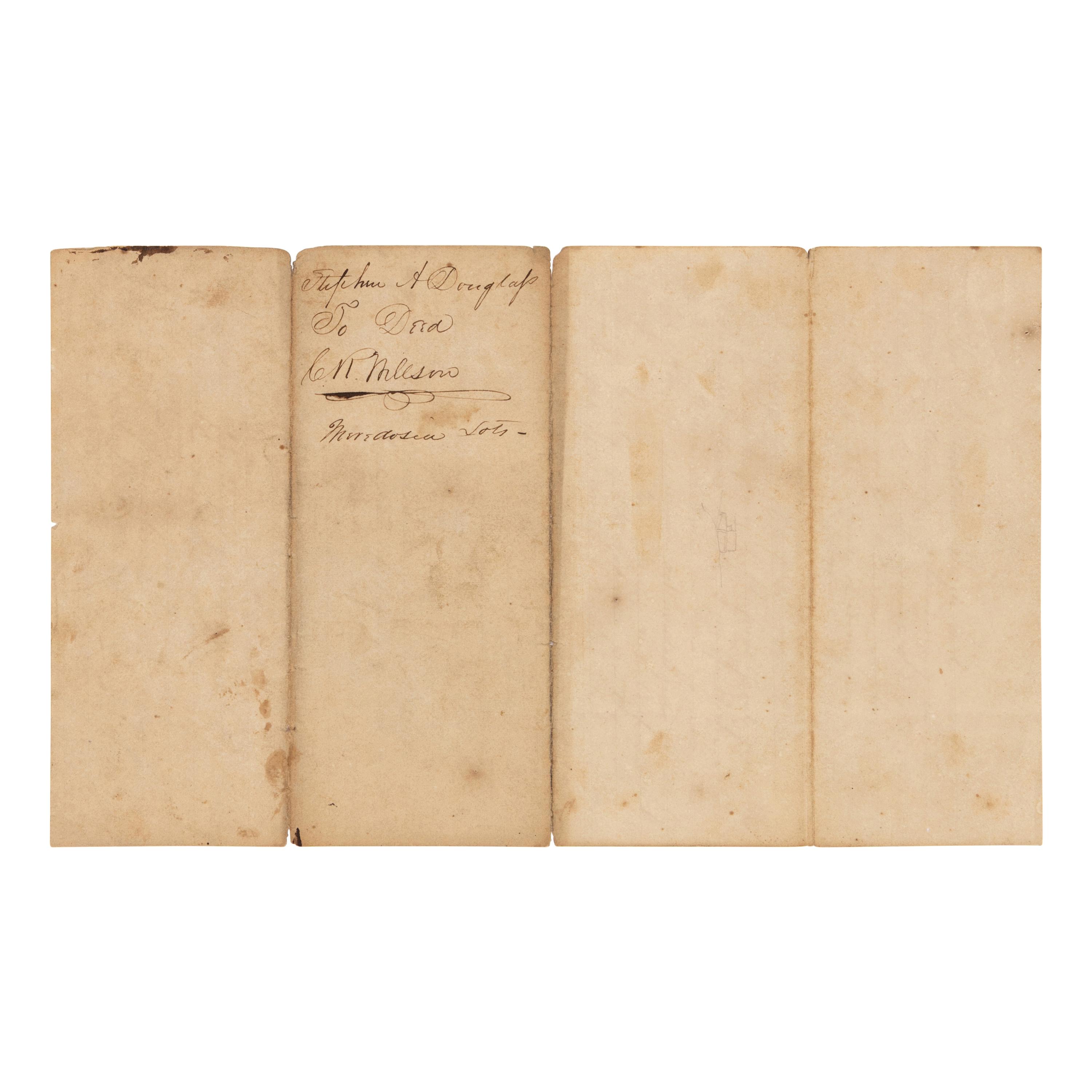 DOUGLAS, Stephen Arnold (1813-1861). A group of 14 documents and letters relating to Douglas's legal and political career, ca 1834-1857, comprising:
