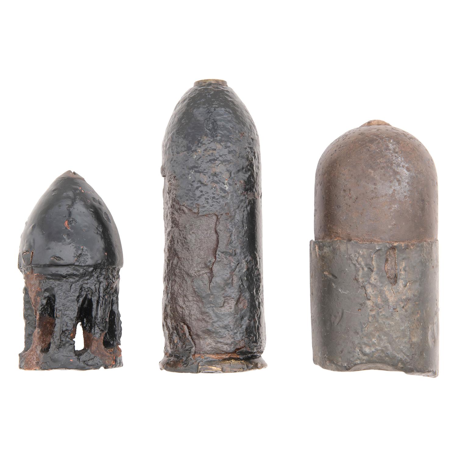 Three excavated Civil War Era Sectioned Half Artillery Shells