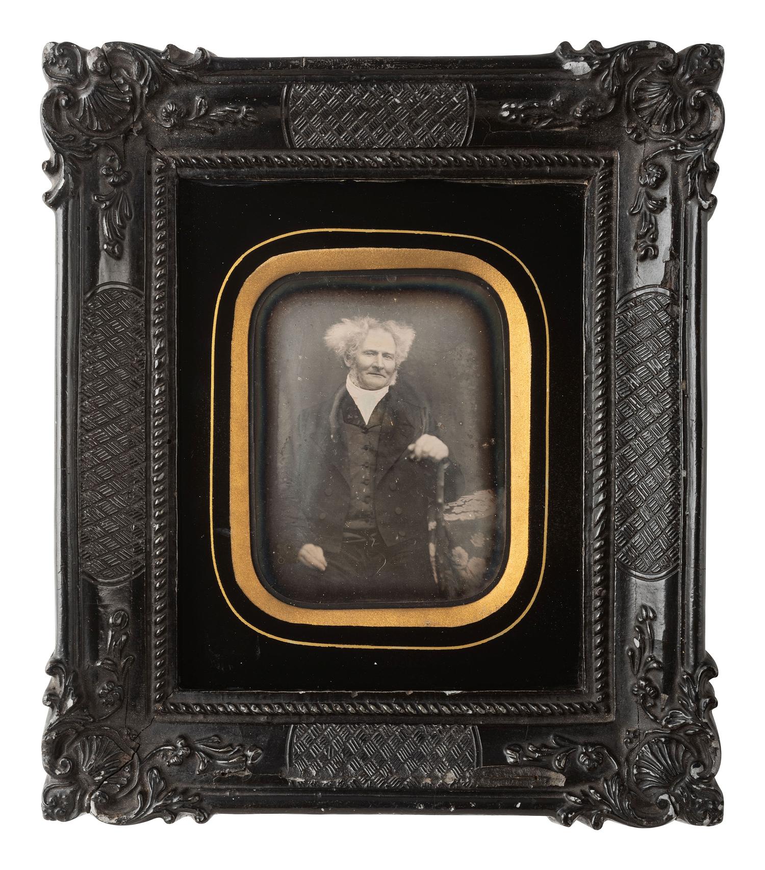 [EARLY PHOTOGRAPHY]. A pair of undersized half plate images of elderly characters.