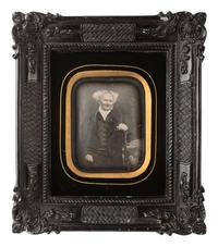 [EARLY PHOTOGRAPHY]. A pair of undersized half plate images of elderly characters.