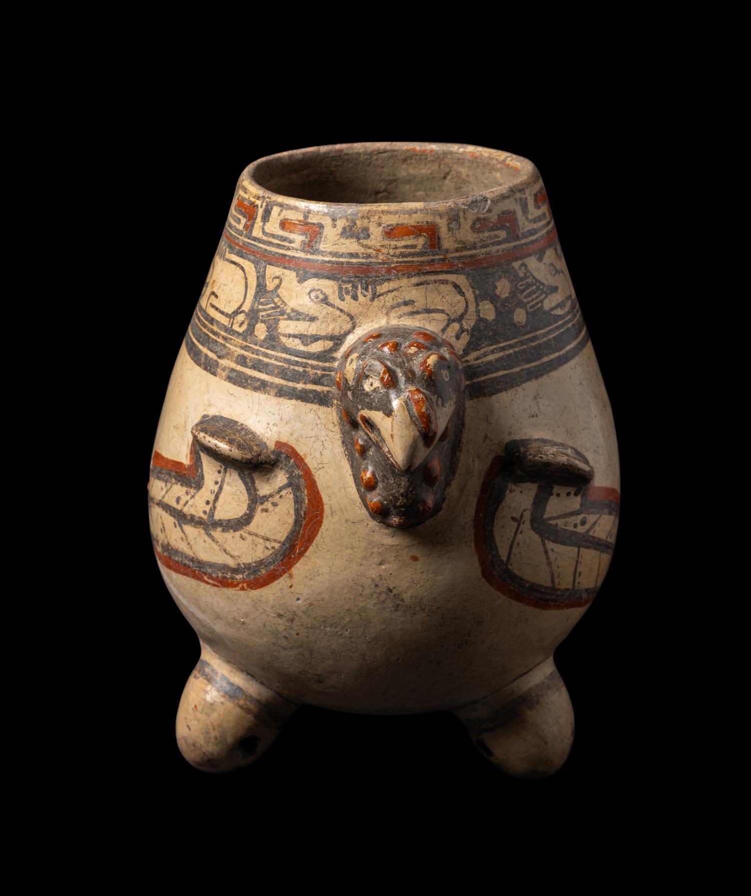 A Nicoya Polychrome Vulture Effigy Vessel