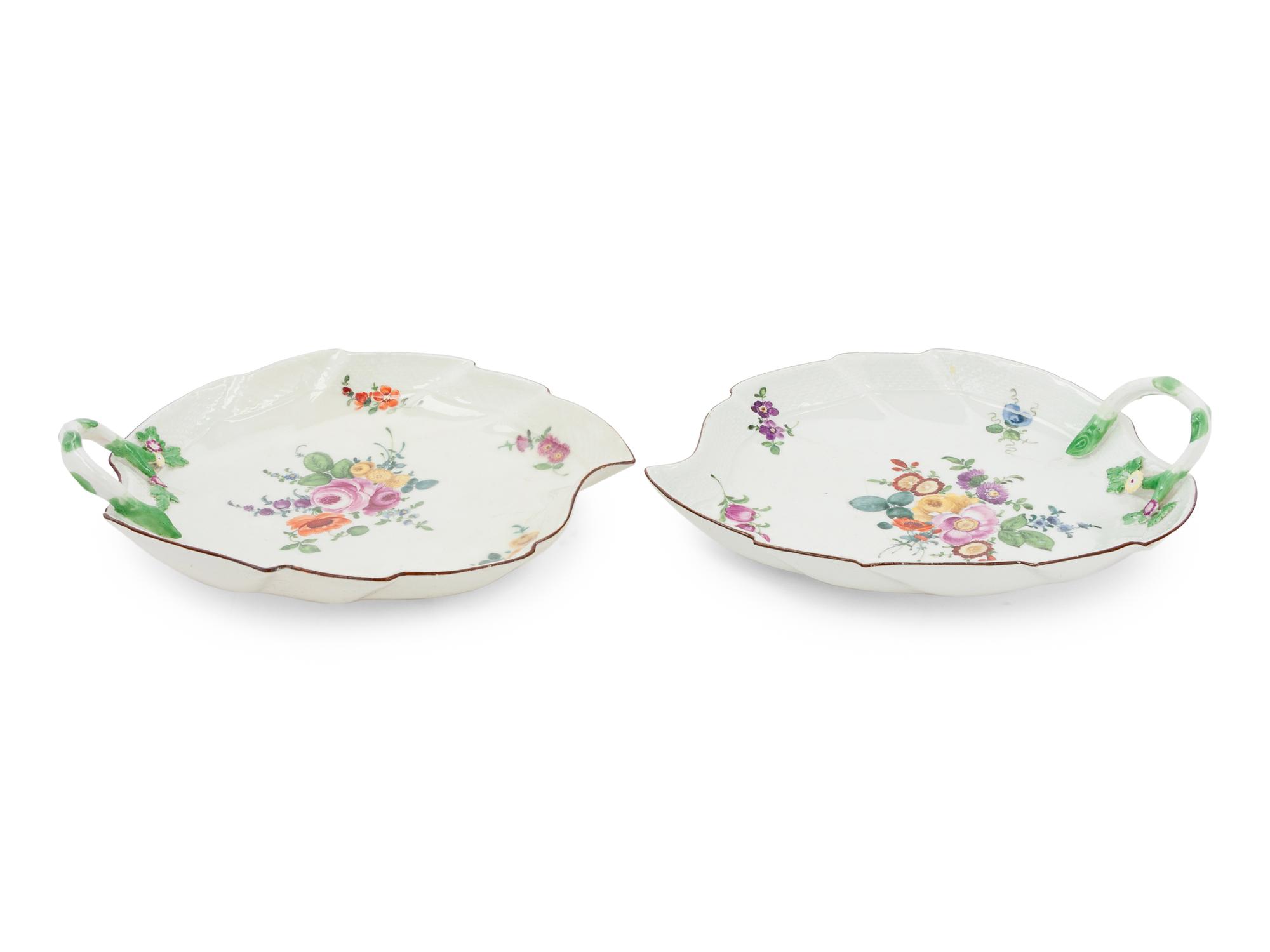 A Pair of Meissen Porcelain Leaf-Form Dishes