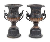 A Pair of Neoclassical Style Cast Metal Urns