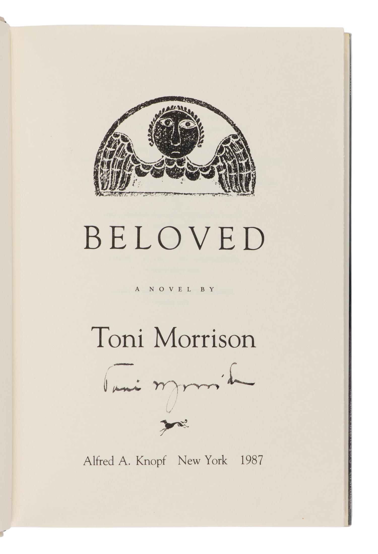 MORRISON, Toni (1931-2019). Beloved . New York: Alfred A. Knopf, Inc., 1987.