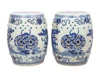 A Pair of Blue and White Porcelain Garden Stools
