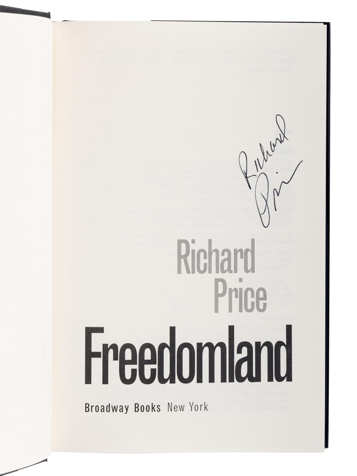 PRICE, Richard (b. 1949). A group of 5 works by Price, ALL FIRST EDITIONS, ALL SIGNED OR INSCRIBED, comprising:
