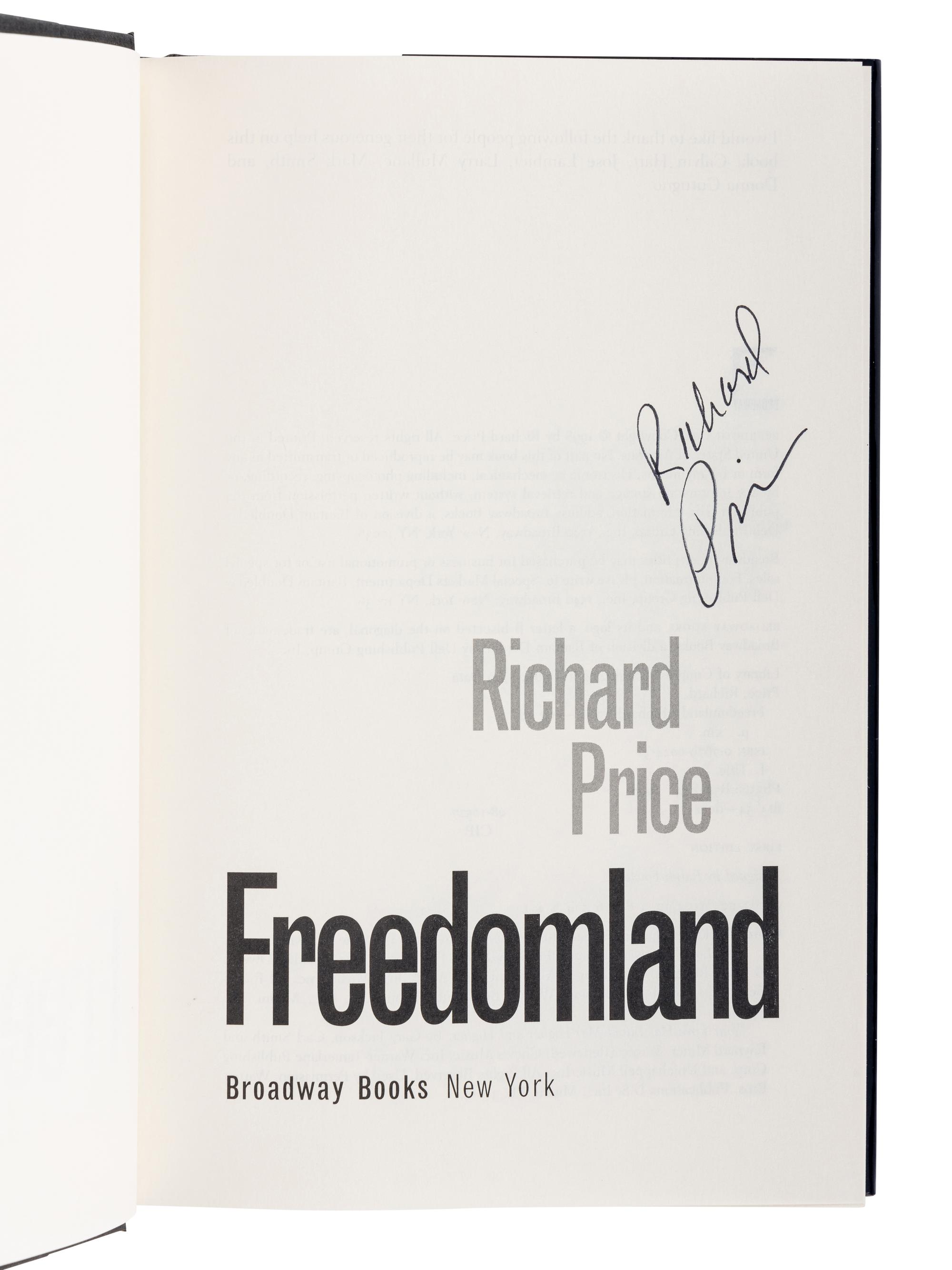 PRICE, Richard (b. 1949). A group of 5 works by Price, ALL FIRST EDITIONS, ALL SIGNED OR INSCRIBED, comprising: