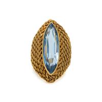 Synthetic Blue Spinel and Yellow Gold Ring