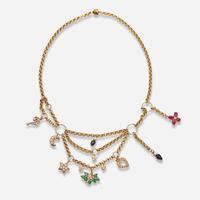A 14K Yellow Gold and Gemstone Necklace and Diamond Ring