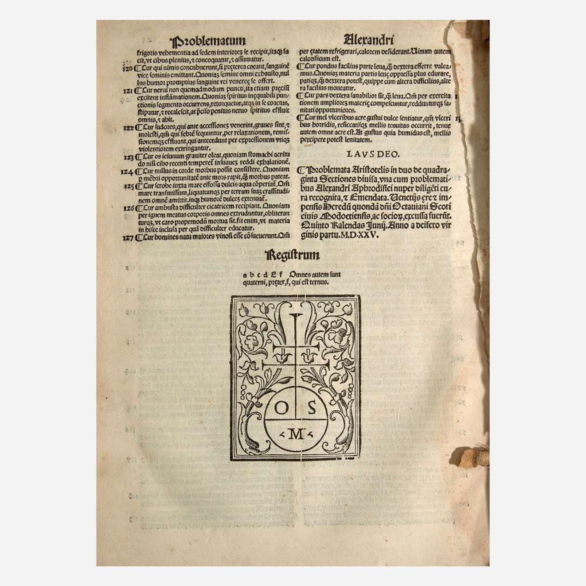 [Early Printing] [Aristotle] Group of 4 Works by Aristotle