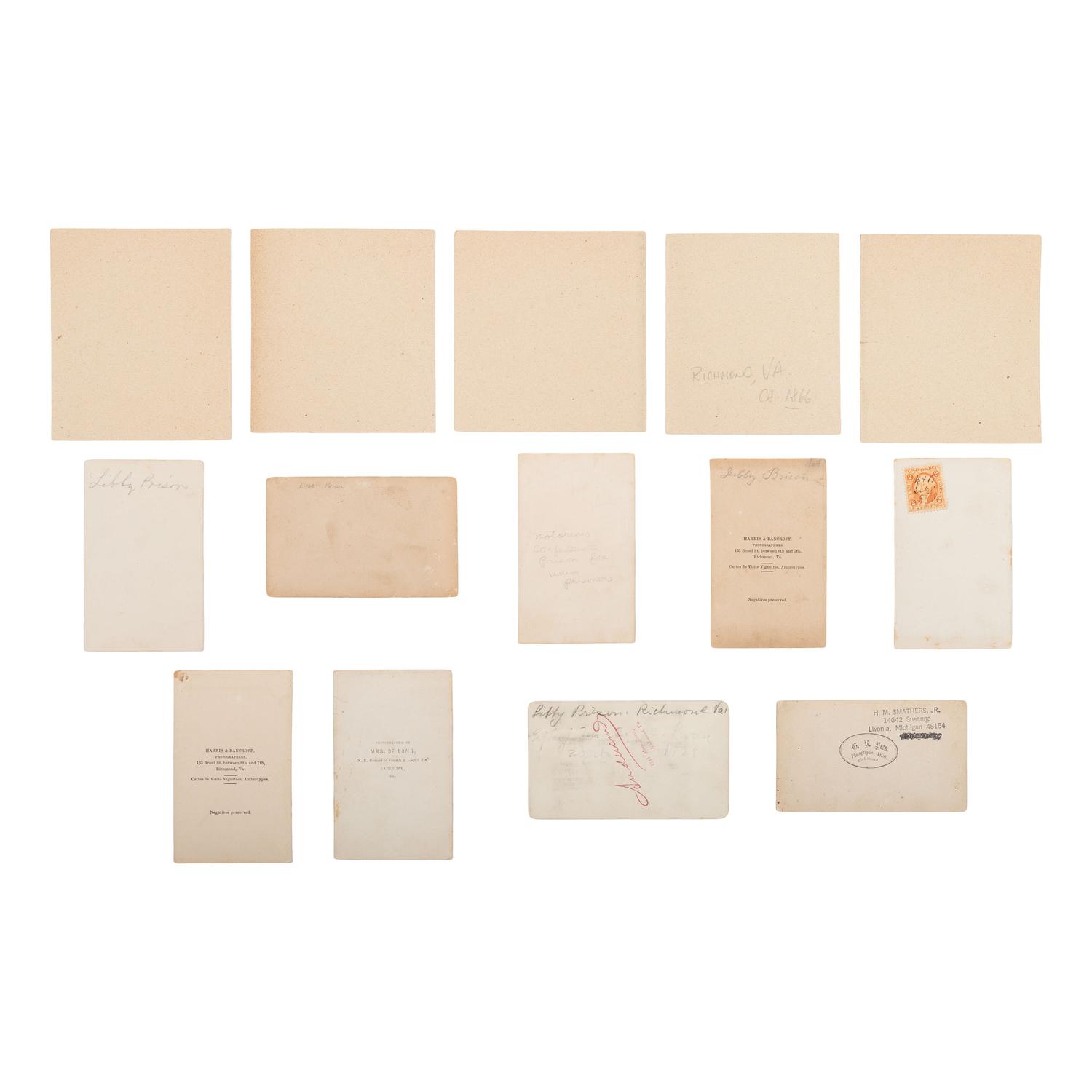 [Civil War] Group of 14 Photographs of Confederate Military Prisons