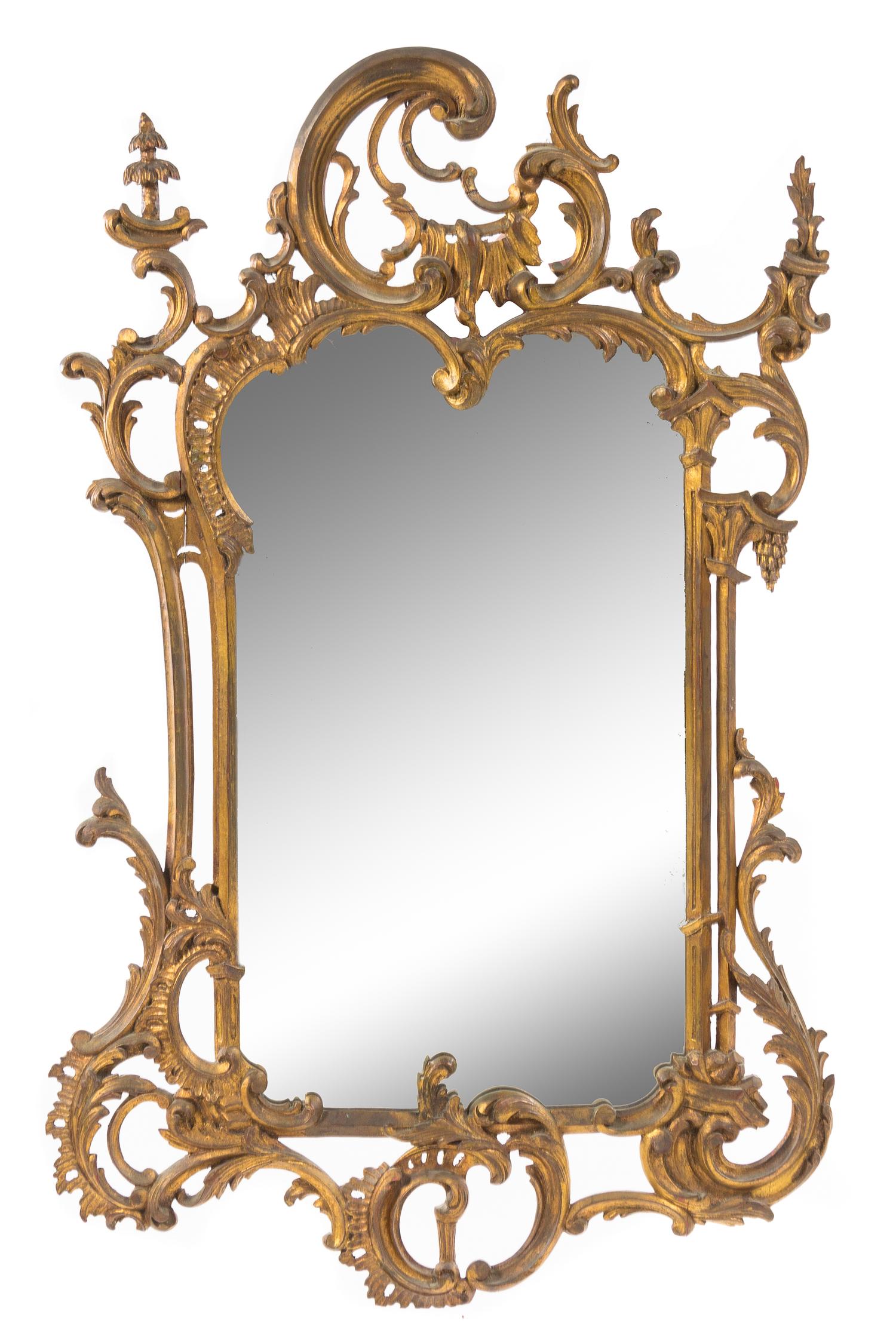A Rococo Style Giltwood Mirror Height 40 x width 25 1/4 inches. — 19TH CENTURY