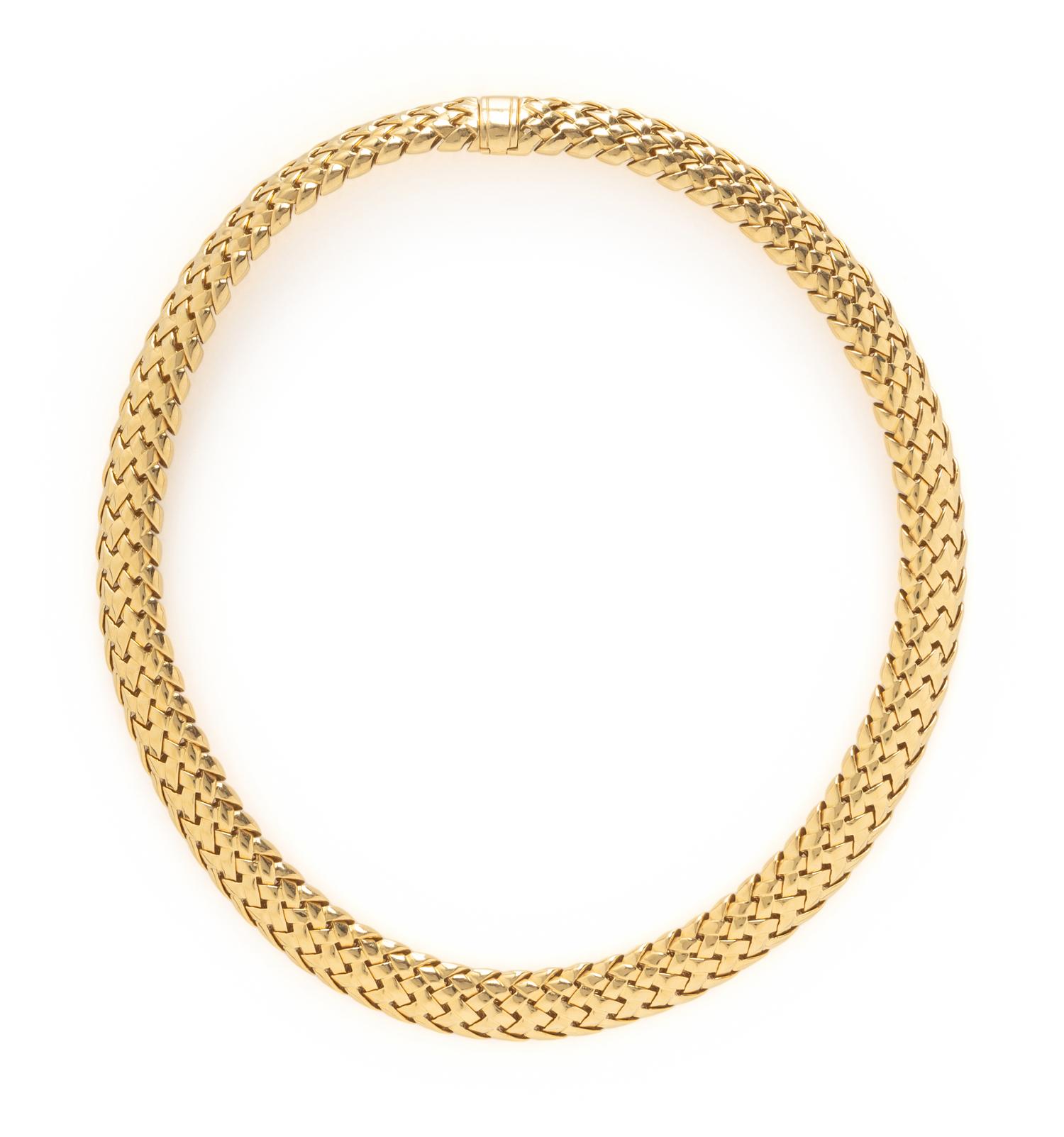 TIFFANY & CO., YELLOW GOLD 'VANNERIE' NECKLACE