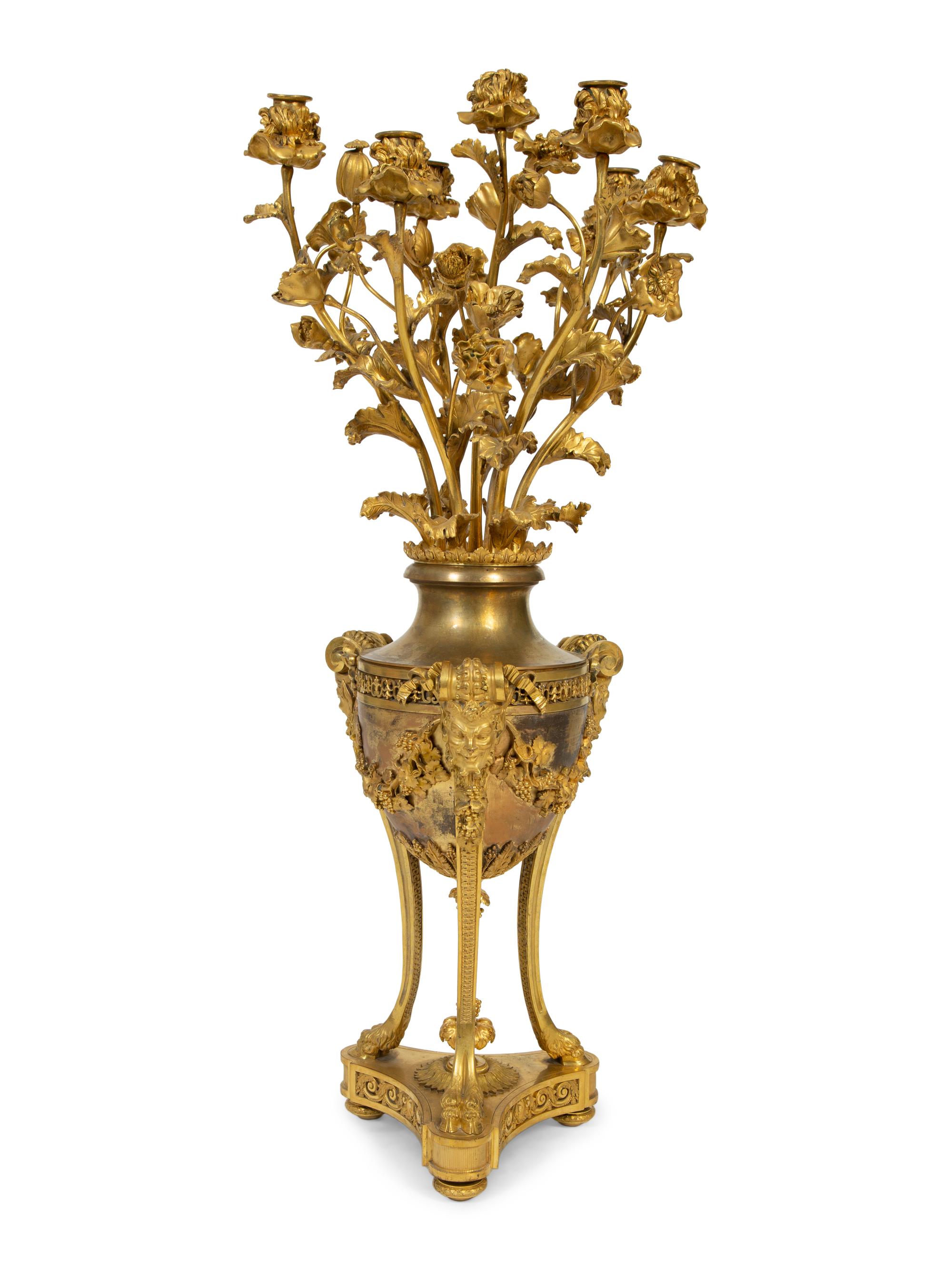 A Louis XVI Style Gilt Bronze Candelabrum by Henry Dasson — CIRCA 1885