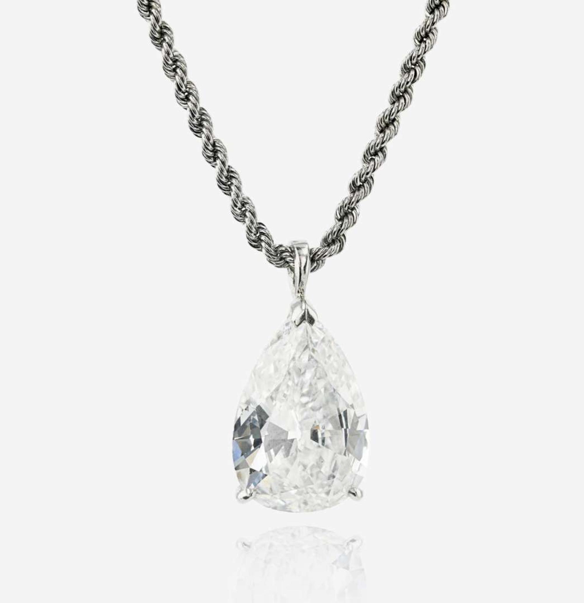 A diamond and platinum solitaire necklace