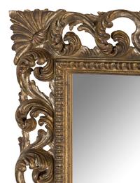 A Large Italian Carved Gilt and Silvered Wood Mirror