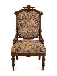 Two American Carved Mahogany Upholstered Chairs