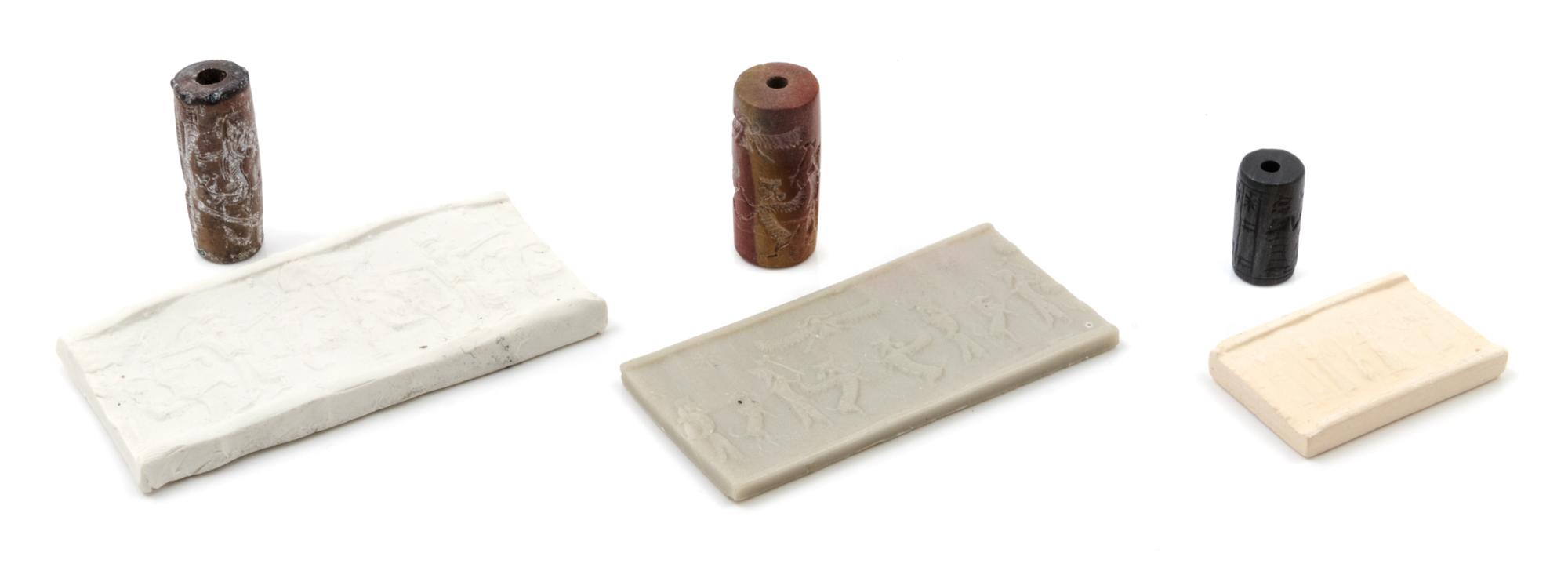 Three Near Eastern Stone Cylinder Seals Length of longest 3 inches. — VARIOUS AGES