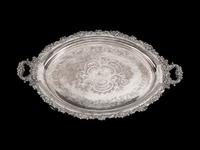 A Large English Silverplate Oval Two-Handled Tray