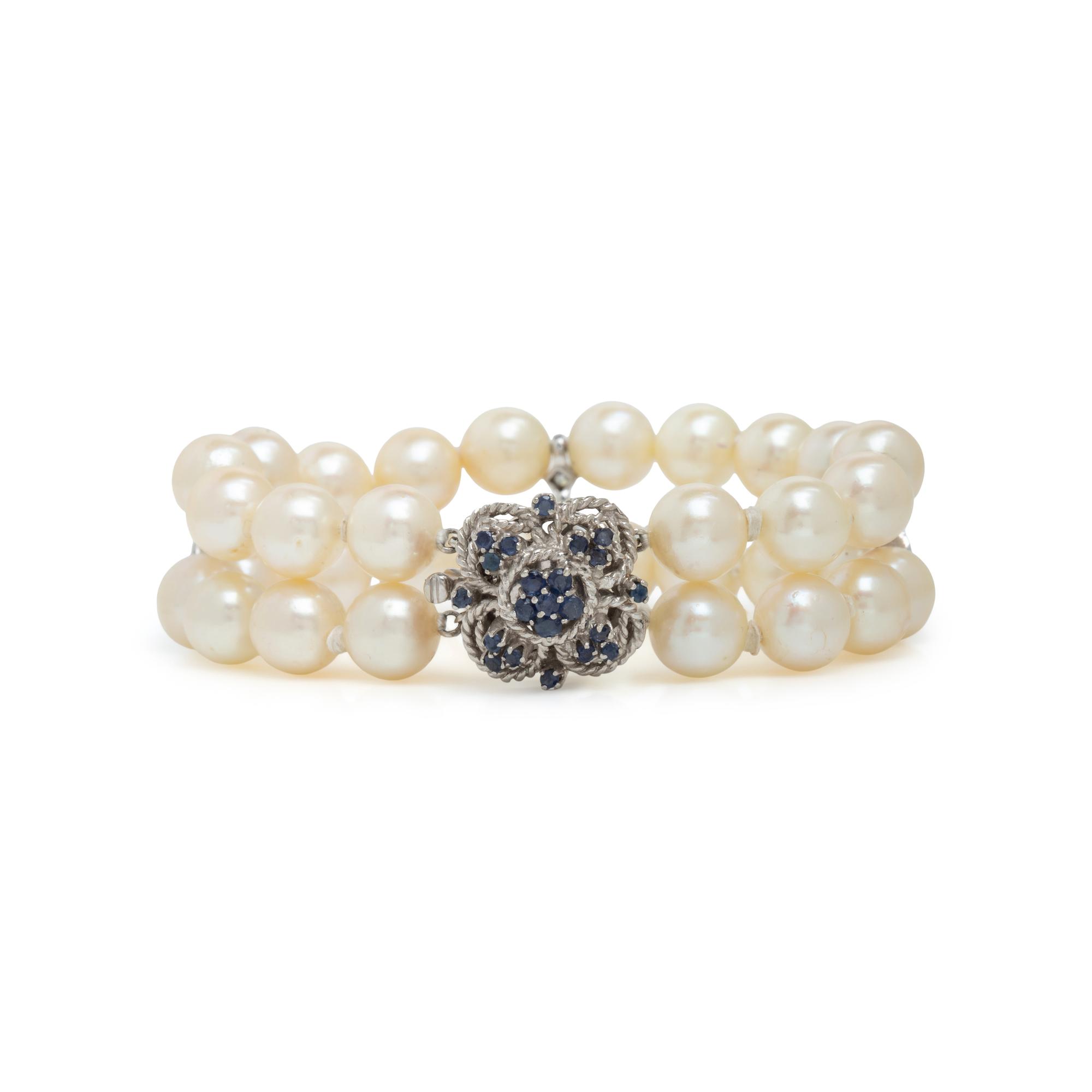 Cultured Pearl, Diamond, and Sapphire Bracelet