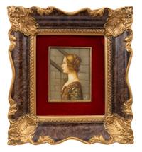 A Collection of Nine Framed Italian Miniature Portraits