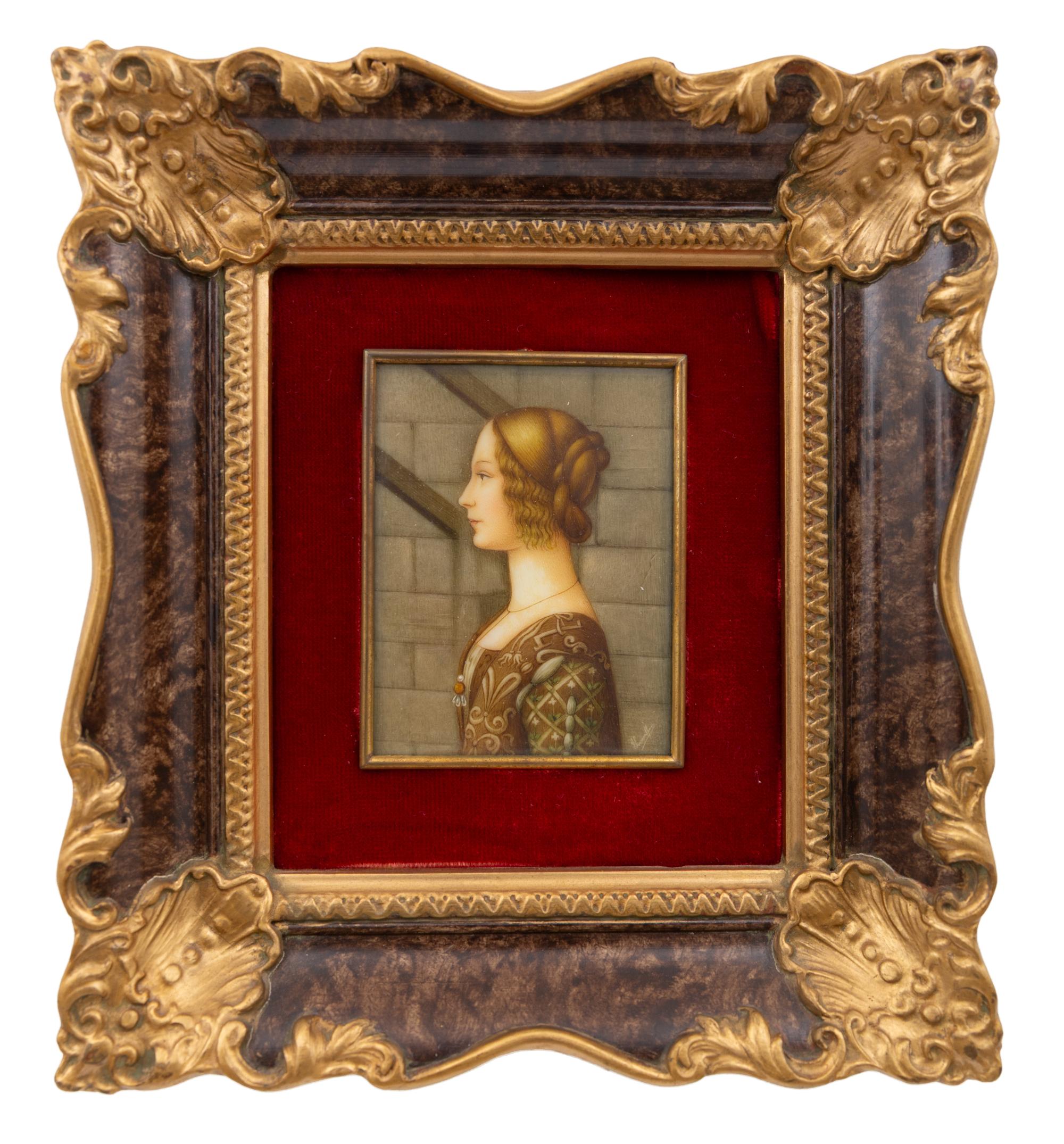 A Collection of Nine Framed Italian Miniature Portraits