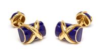 A Pair of 18 Karat Yellow Gold and Enamel Cufflinks, Schlumberger for Tiffany & Co., 9.80 dwts.