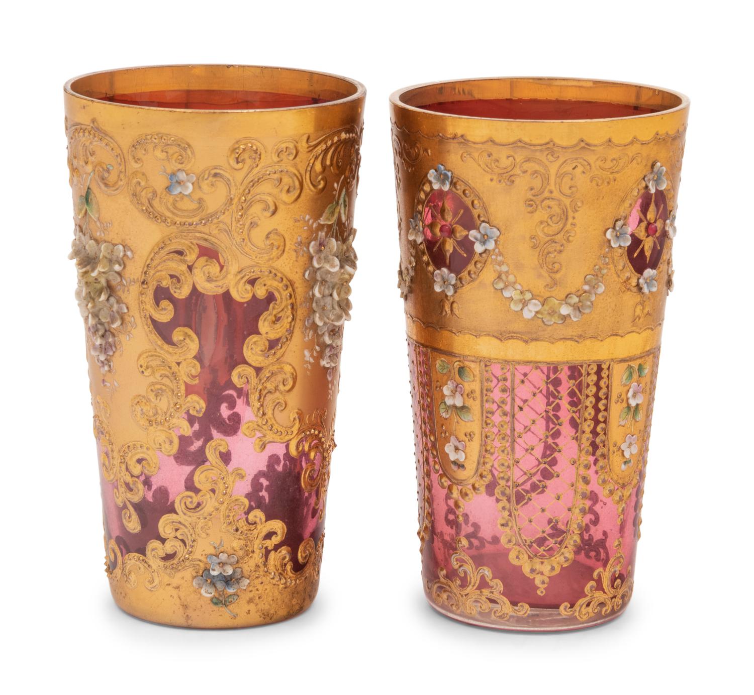 An Italian Enameled Glass Drink Service