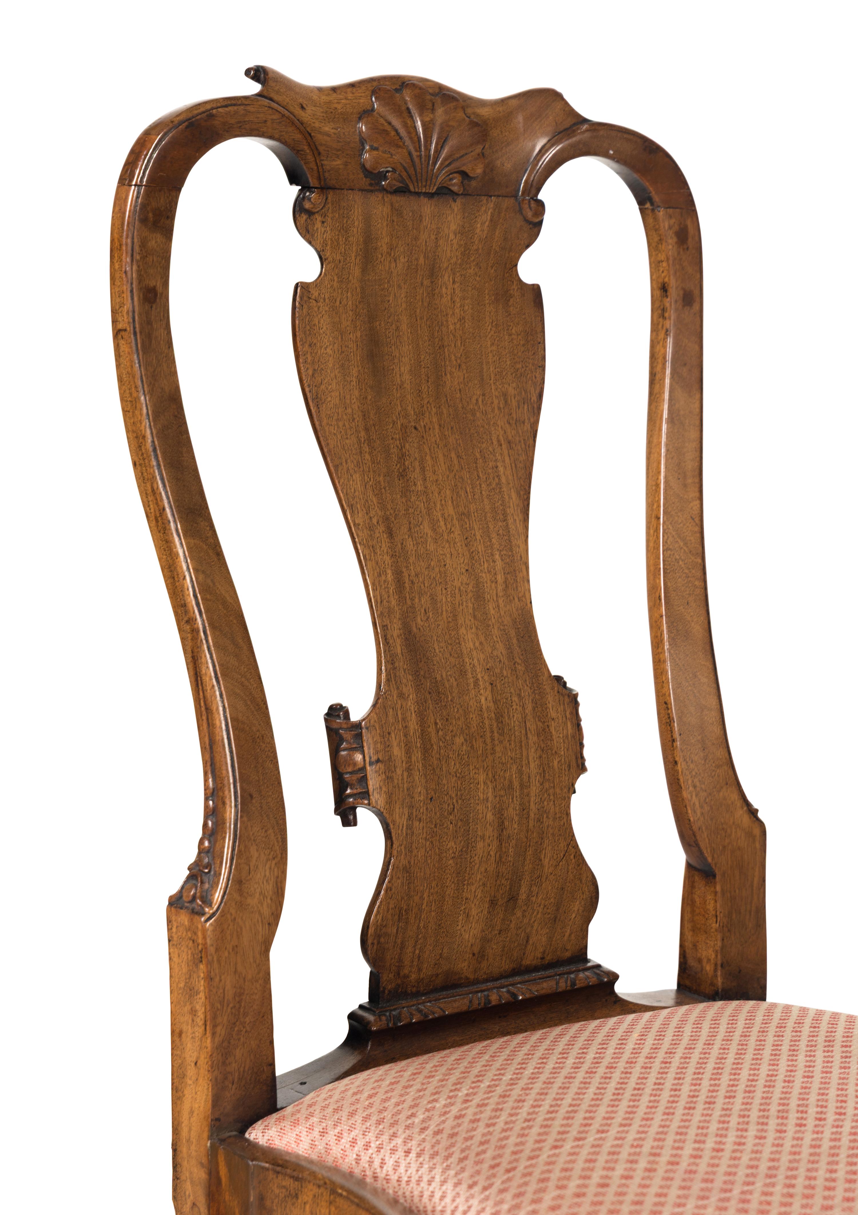 Four Queen Anne Shell Carved Mahogany Chairs