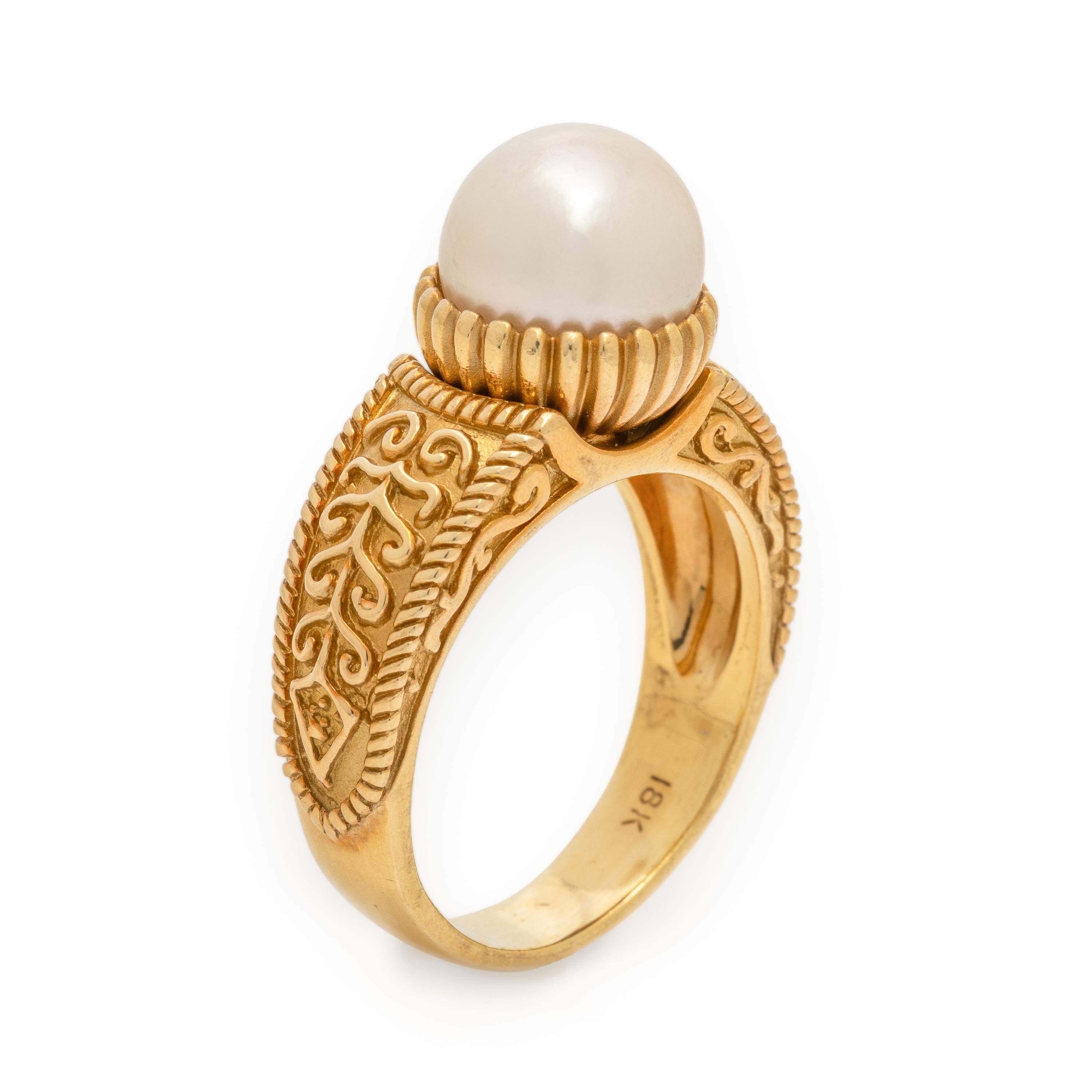 Bach, Yellow Gold and Cultured Pearl Ring