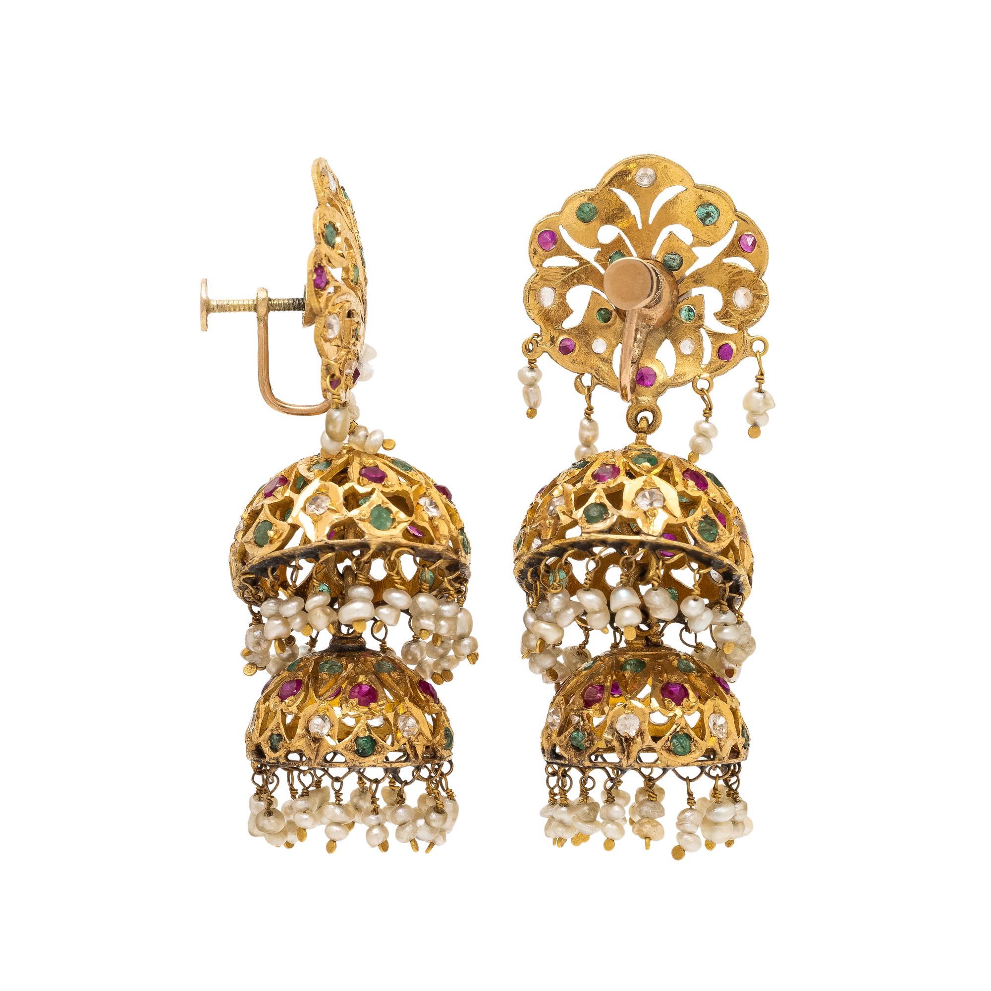 Yellow Gold Jhumka Earrings