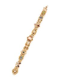 YELLOW GOLD AND MULTIGEM SLIDE BRACELET