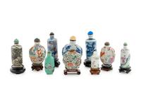 A Group of Ten Chinese Porcelain Snuff Bottles