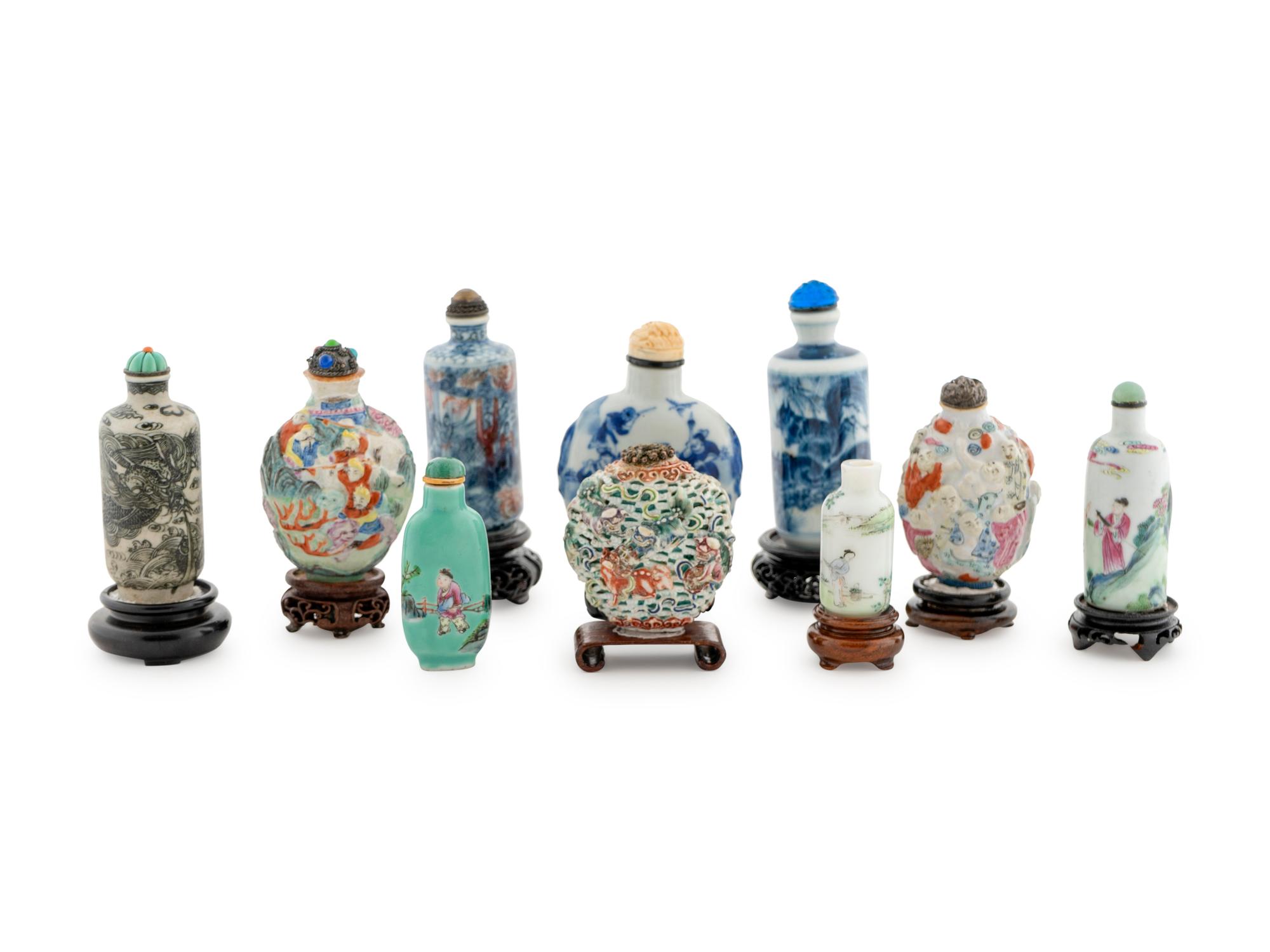 A Group of Ten Chinese Porcelain Snuff Bottles