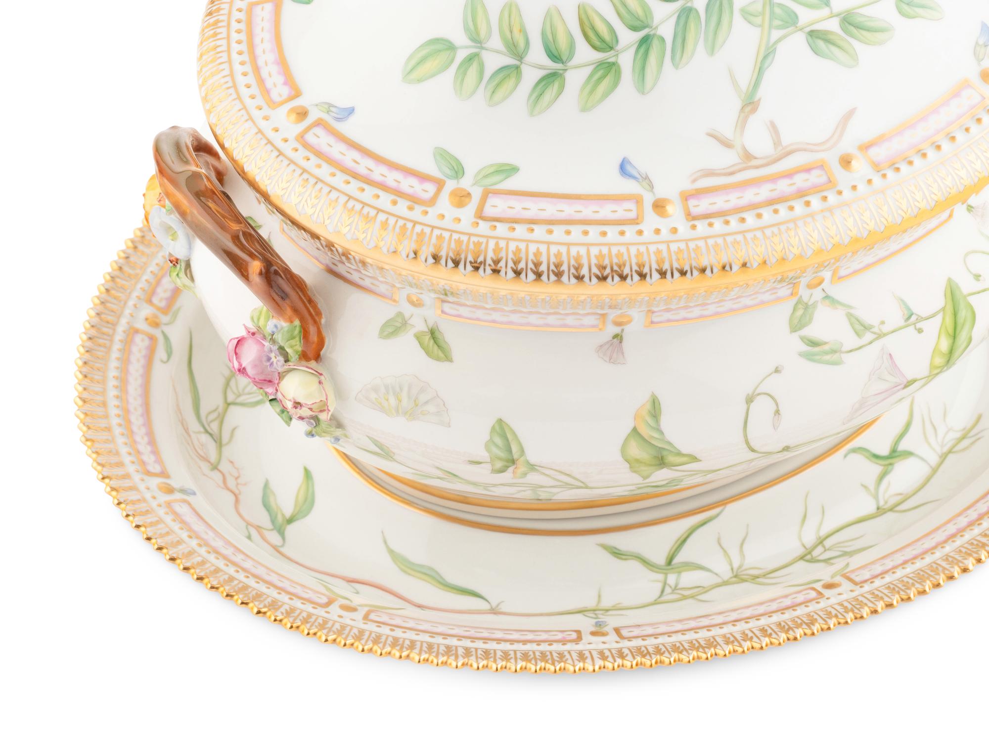 A Royal Copenhagen Flora Danica Porcelain Tureen and Underplate