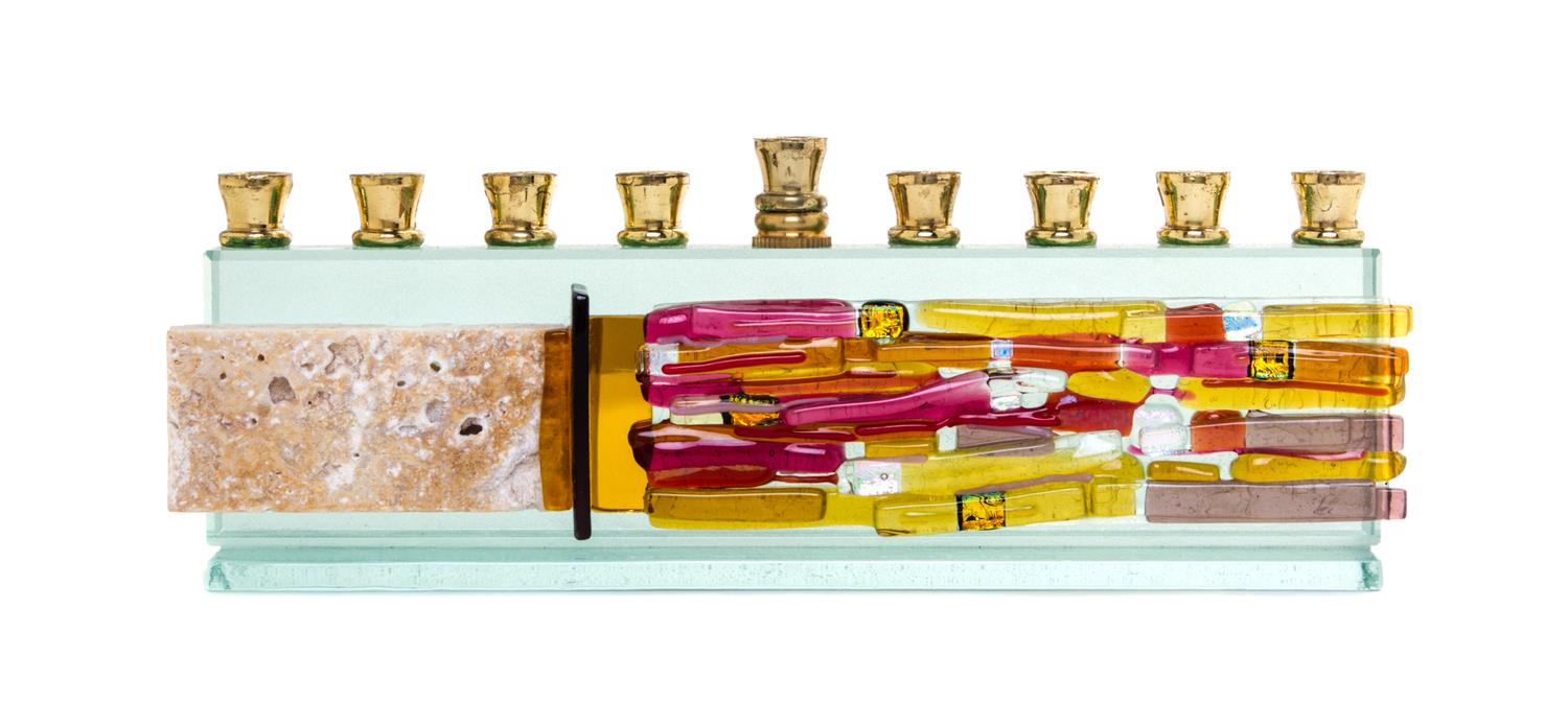 Kelemen Kuatro (K4 Glassart), (Venezuelan/American, 20th Century), Menorah