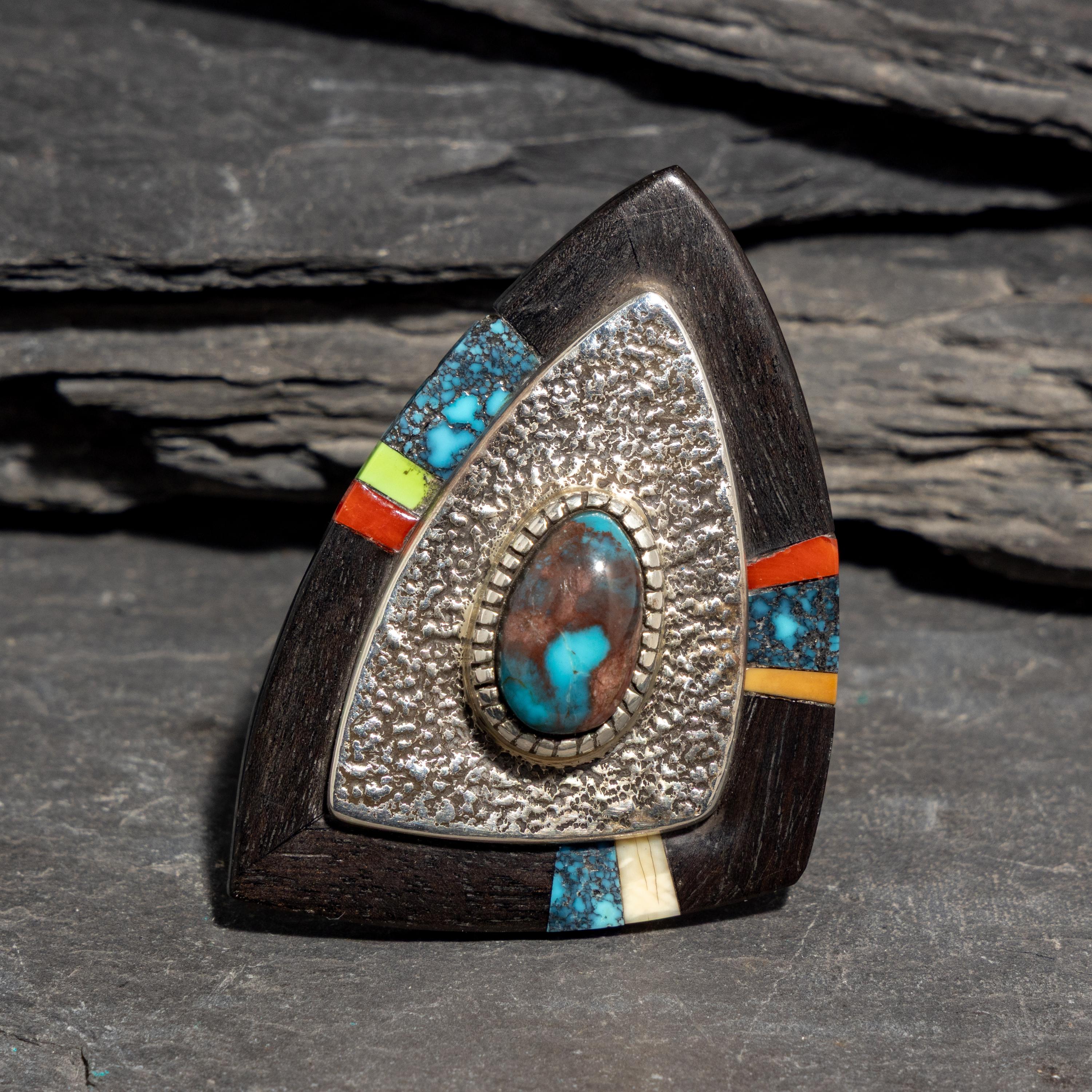 Edison Cummings (Diné, b. 1962) — Large Silver and Multi-stone Ring